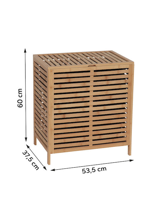 Set Laundry Baskets Bamboo with Cap 53.5x37.5x60cm Beige