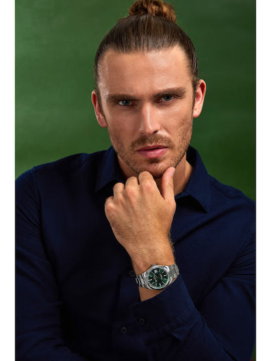 Philip Watch Caribe Ceas Bărbați 39mm Baterie cu Brățară Argintie din Oțel
