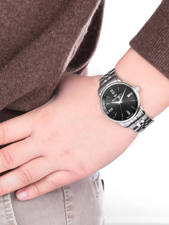 Philip Watch Men's Watch 40mm Battery with Silver Metal Bracelet