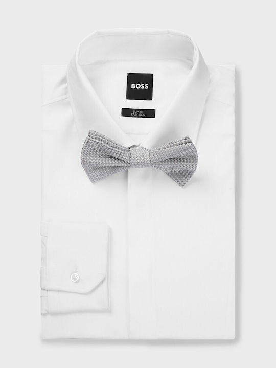 Boss Bow Tie Jacquard Structure H-b.tie Bigiotto 242 Silver Bow Ties Male Silver 50539004-041