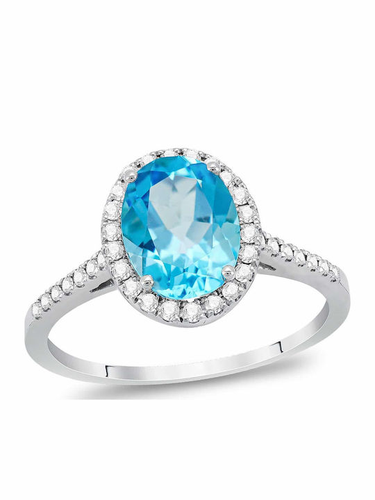Kiriakos Gofas Set with Earrings & Ring from White Gold 18K with Stones