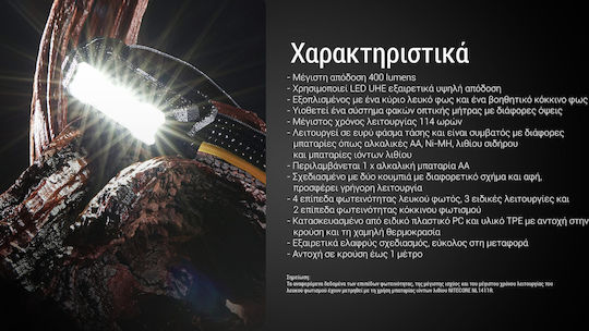NiteCore Челник LED IP66 с Максимална Яркост 400лм HA15 UHE Бял