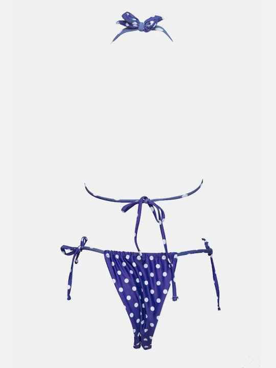 Set Bikini Set De Bikini Triunghi Cu Burete Detașabil Cu Buline Violet