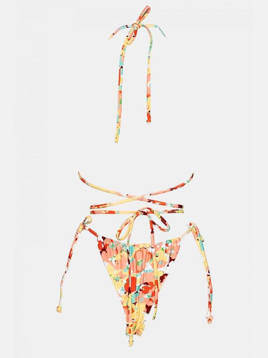 Bikini-Set Hohe Taille Blumen Yellow