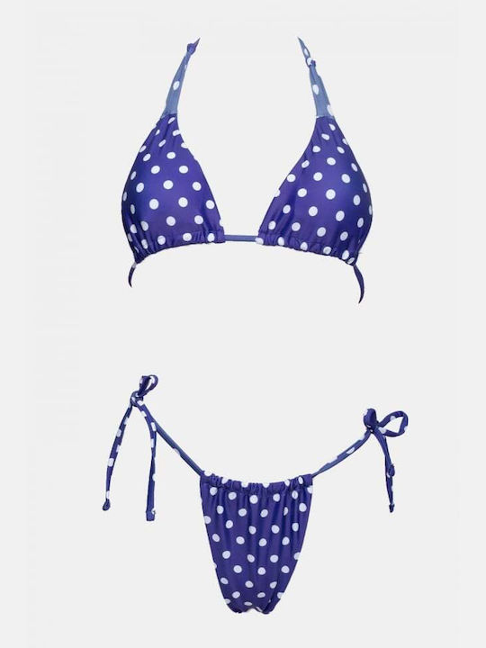 Set Bikini Set De Bikini Triunghi Cu Burete Detașabil Cu Buline Violet