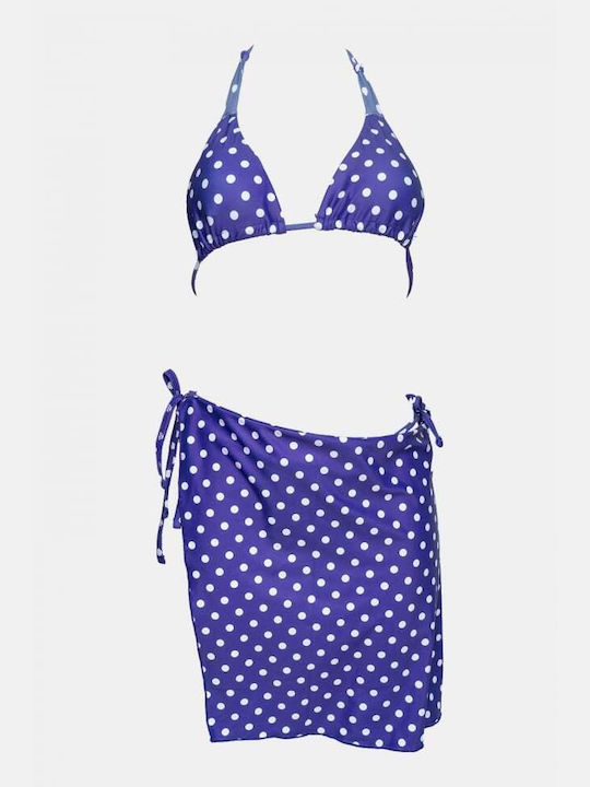 Set Bikini Set De Bikini Triunghi Cu Burete Detașabil Cu Buline Violet
