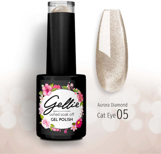 Gellie Semi-Permanent Nail Polish 05 with Glitter Cat Eye 10ml 1pcs