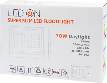 Led On 220-240vac Waterproof LED Floodlight 70W Cold White 6500K IP65