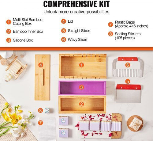 Vevor Soap Making Kit Cutting Box Silicone Mold Cutters Bags & Stickers Fzqdsqgmjqgd1up7yv0