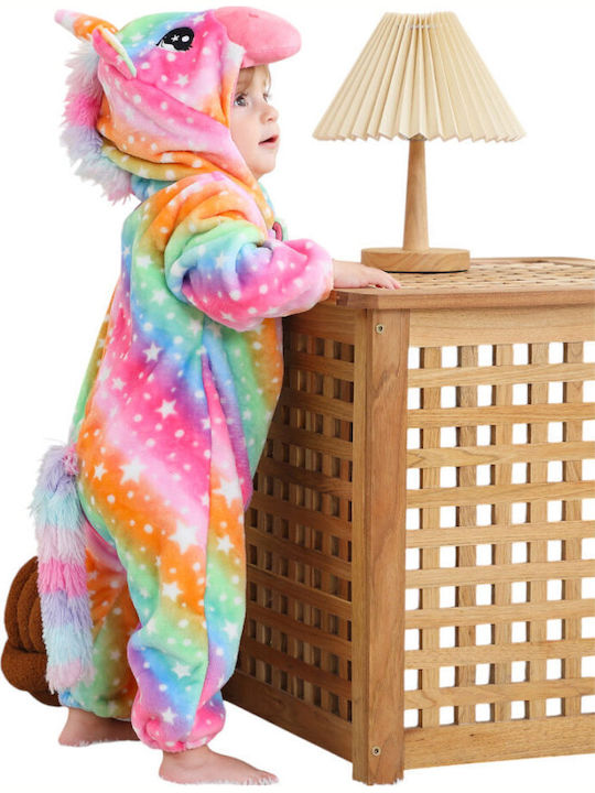 Queen Mother Kids' One-piece Pajamas Winter Velvet Multicolored Unicorn