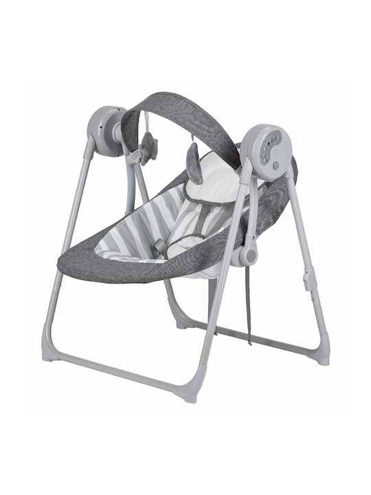 FreeOn Elektrisch Baby Relax Schaukel Snuggy Swing mit Musik Dark Grey Lines für Kind bis 9kg