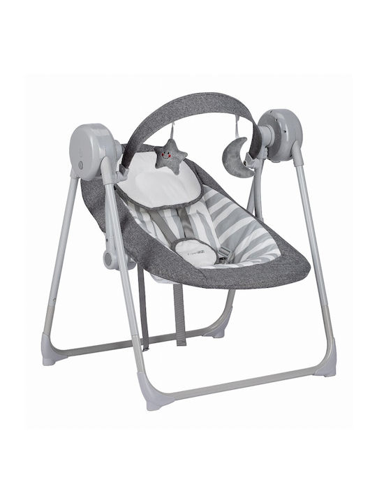 FreeOn Elektrisch Baby Relax Schaukel Snuggy Swing mit Musik Dark Grey Lines für Kind bis 9kg