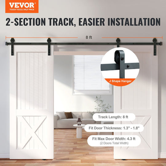 Vevor Sliding Door Mechanism 243.84cm Black