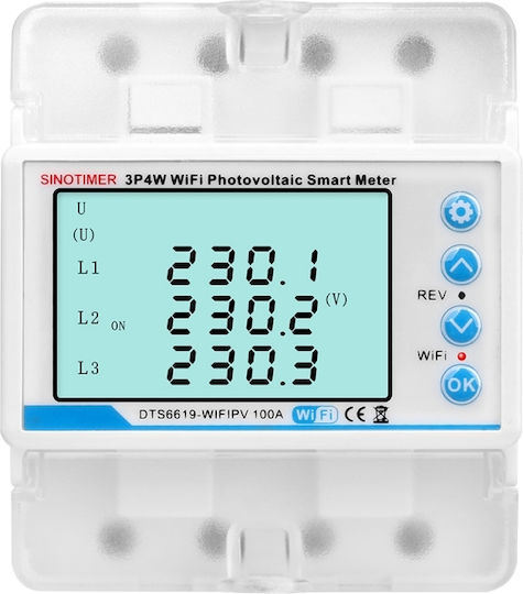 Contor de Energie Sinotimer Bidirecțional Tuya Wifi 3p4w Panouri Fotovoltaice Trifazate Dts6619-wifipv