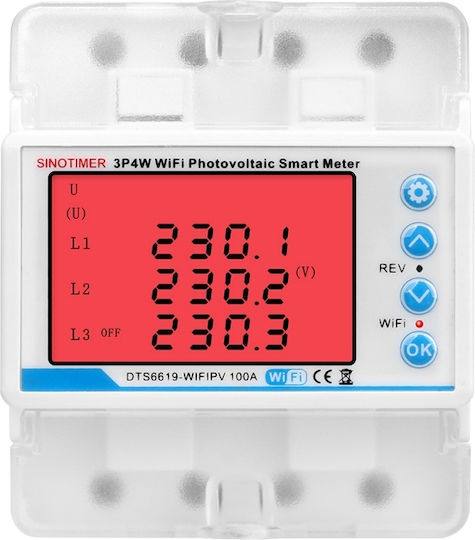 Contor de Energie Sinotimer Bidirecțional Tuya Wifi 3p4w Panouri Fotovoltaice Trifazate Dts6619-wifipv