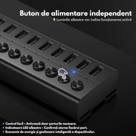 Хъб 10 Порта USB 3.2 с Връзка USB-A / USB-C