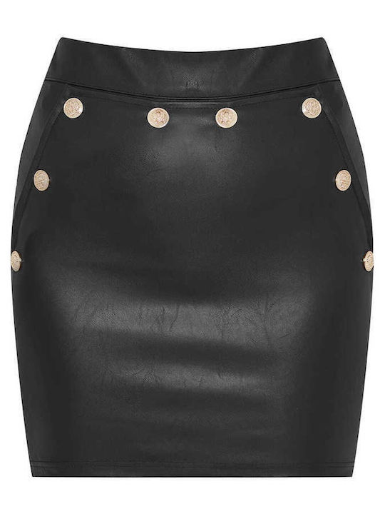 Leather High-waisted Mini Skirt Black