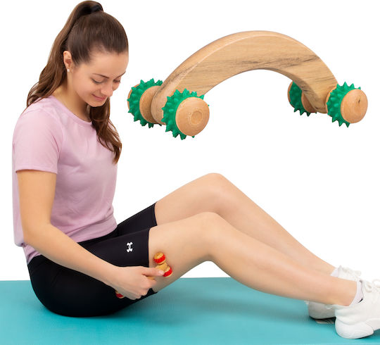inSPORTline Kerung 16902 Ξύλινο Roller Μασάζ για τη Μέση, την Πλάτη, τα Πόδια, το Σώμα & τα Χέρια Μπλε