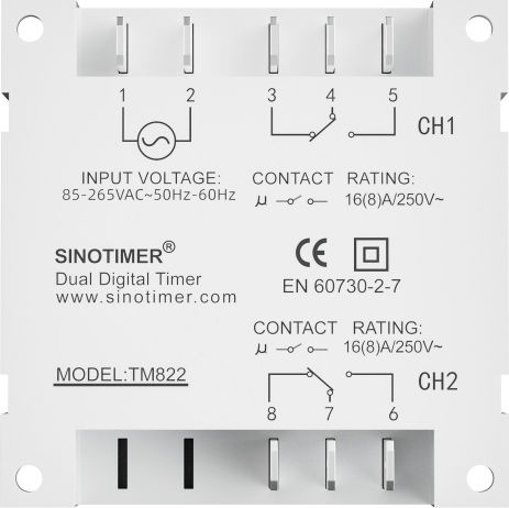 Sinotimer Electric Digital Timer Programmable Switch 250v 16a Tm822