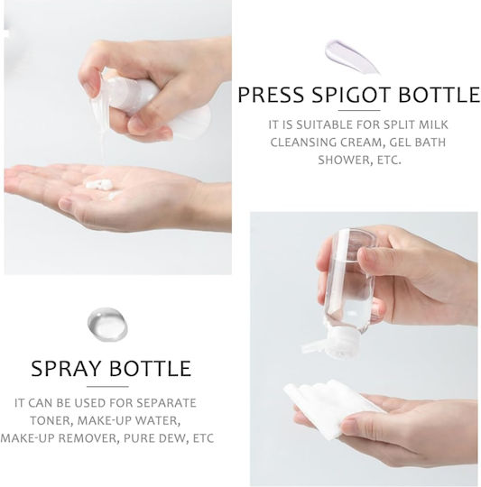 Set de Containere Cosmetice Tecos Material Plastic Transparent 9 Piese Kit Ideal pentru Călătorii