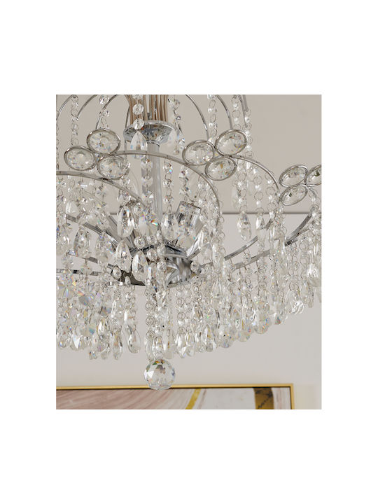 Agora Lighting Πολυέλαιος 5xE14 Ø51cm με Κρύσταλλα Elica Crystal Chandelier PD-ELICA-5-CH
