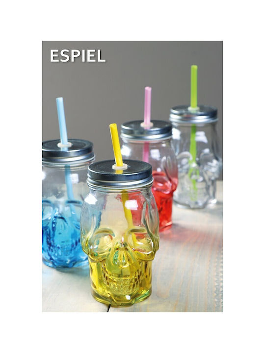 Espiel Set Gläser aus Glas in Blau Farbe 500ml 24Stück