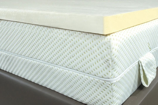 Alpha Foam Matratzentopper Memory Foam Classic 130x200x5 cm Antibakterieller Aloe Vera Bezug Waschbar Innenschutzfutter 4 Gurte