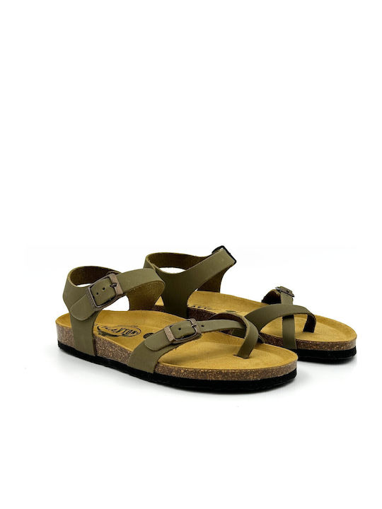 Zomba Leather Women's Flat Sandals in Khaki Color