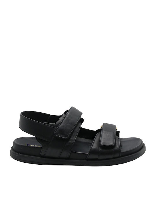 Adelash C Leather Women's Flat Sandals in Black Color