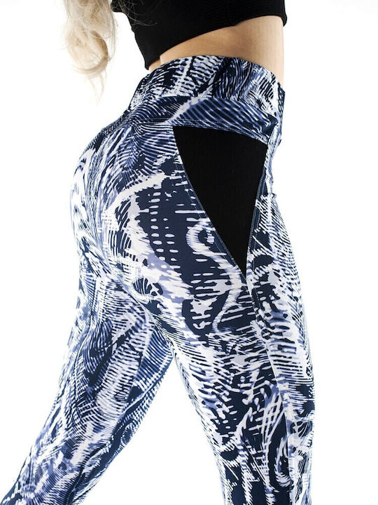 Training Γυναικείο Μακρύ Κολάν Ψηλόμεσο & Push Up Multicolor