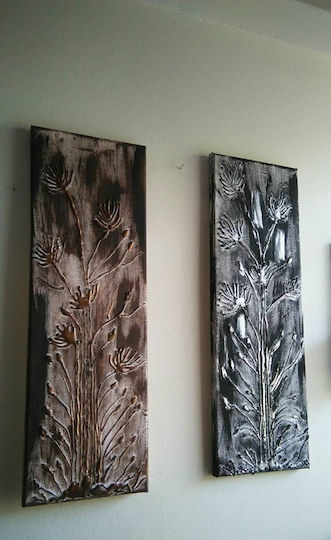Painting "Embossed Flowers" Grey-Silver