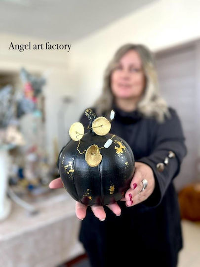 Decorative Ceramic Pumpkin Gold & Black