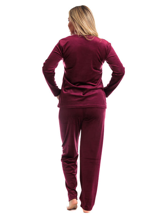 Asel Winter Damen Pyjama-Set Burgundisch