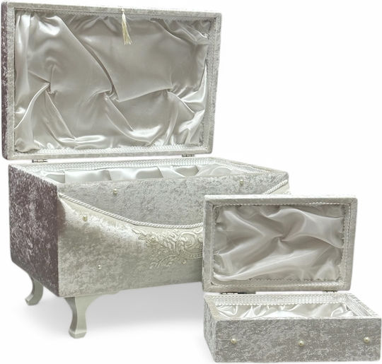 Olia Home Βαπτιστικό Μπαούλο από Βελούδο 55x35x30εκ.