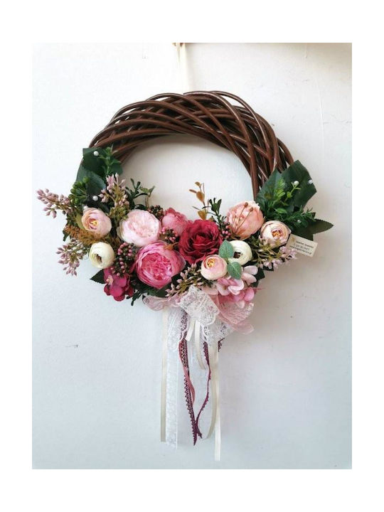 Decorative Wreath "Brown Pink Peonies"