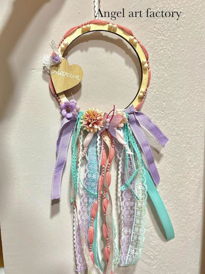 Colorful Dreamcatcher Flowers Wooden Heart Name