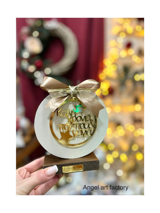 Happy New Year Grandpa-Grandma Handmade Tabletop Lucky Charm with Wishes made of Wood 1pcs