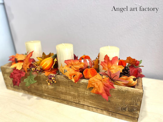 Herbstkomposition Holzsockel