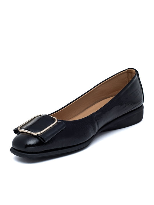 Leather Women's Ballerina Shoes Black