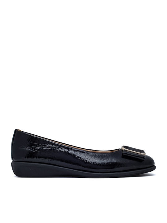 Leather Women's Ballerina Shoes Black