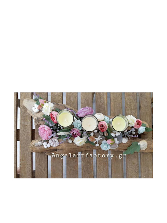 Decorative Candle Holder "Driftwood Flowers"