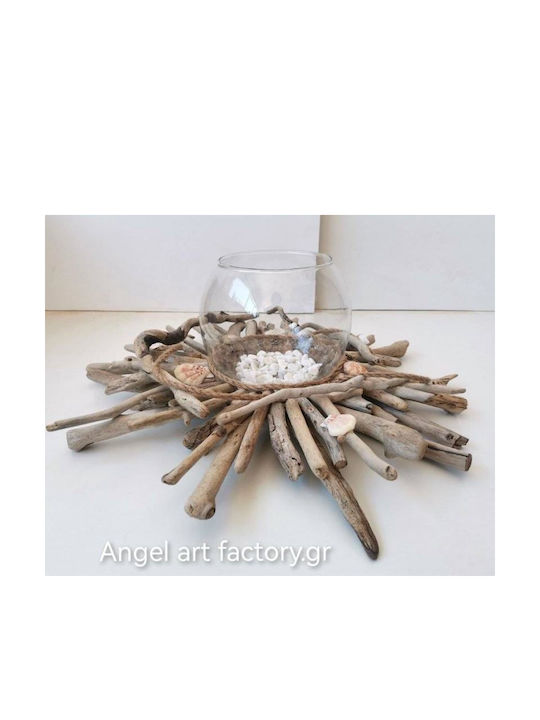 Decorative Candle Holder "Fishbone Bowl" Driftwood