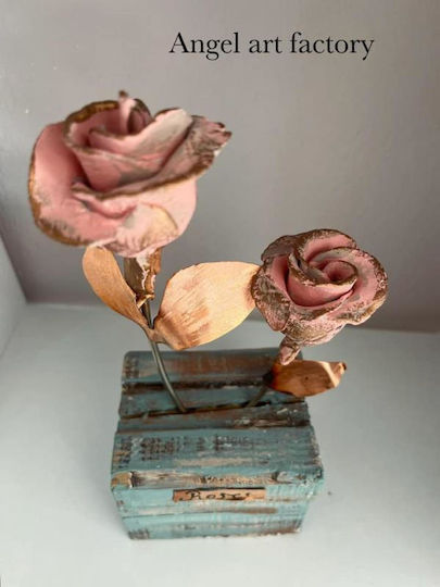 Wooden Base "Metal Roses"
