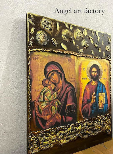 Ξύλινη "εικόνα 2 Αγίων”