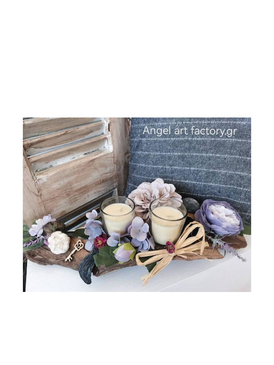 Decorative Candle Holder "Driftwood Flowers"