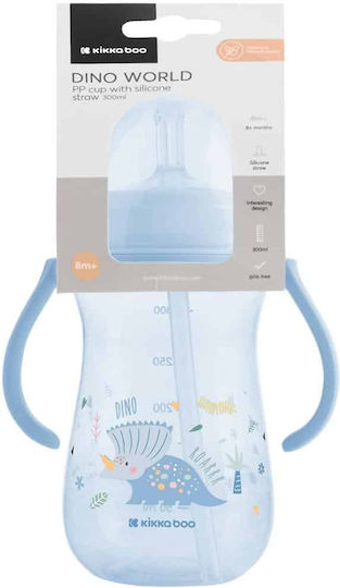 Kikka Boo Baby Cup with Handles and Straw Dino World made of Silicone Blue 300ml for 8m+m+