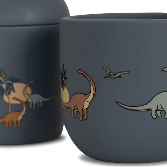 Konges Slojd Baby Cup Dino made of Silicone Blue