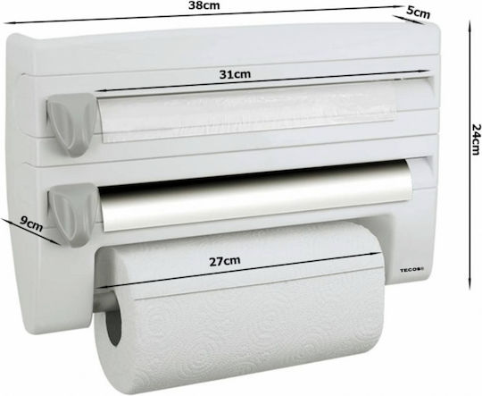 Distribuitor de role Montat pe perete Plastică Albă 24x9x9cm SUPORT44N1-white