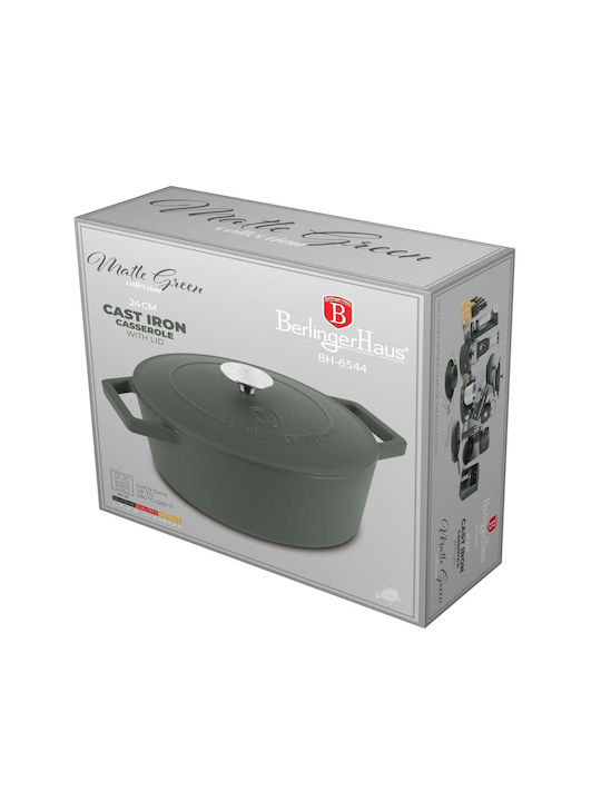 Berlinger Haus Matte Green Collection Deep Pot made of Cast Iron 4.35lt / 24cm