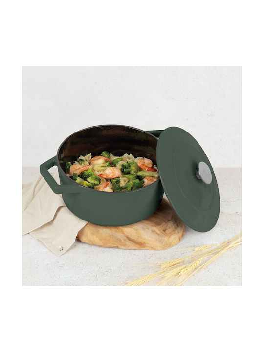 Berlinger Haus Matte Green Collection Deep Pot made of Cast Iron 4.35lt / 24cm